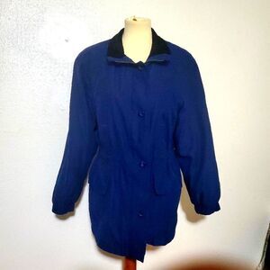 Gallery Petite Navy Blue Zip & Button Jacket Size Large Petite